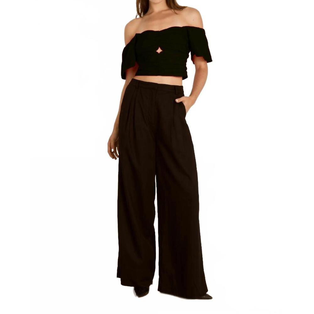 NEW MON RENN johanna ruffled top in black
